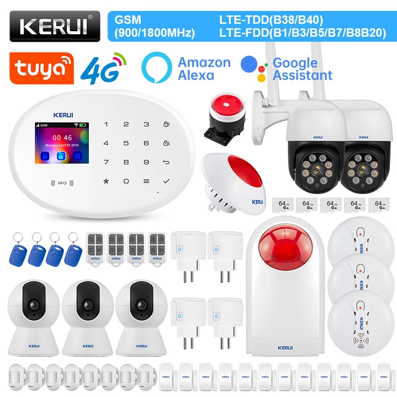 

KERUI W204 4G WIFI GSM сигнализация система безопасности беспроводная Tuya умный дом Комплект ip-камера датчик движения Детектор наружная сирена