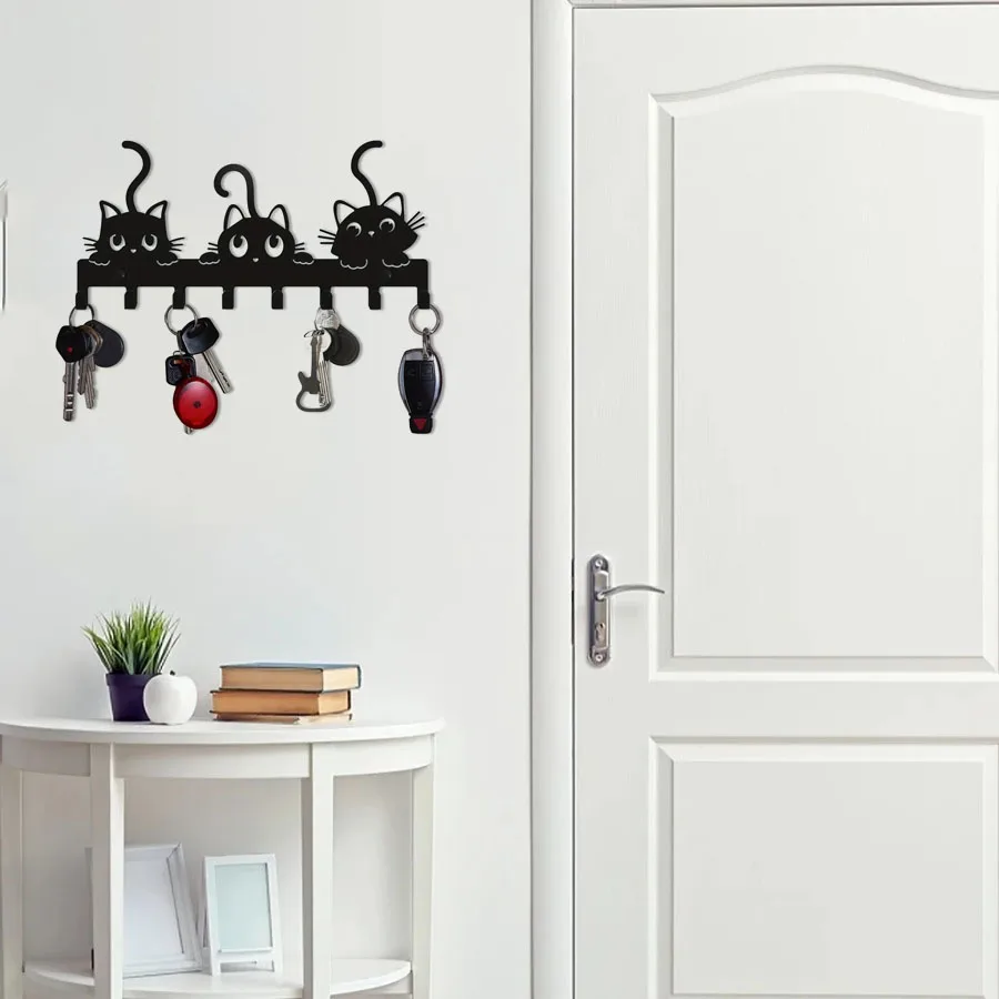 Wall Hanging Hook Multifunctional Iron Cute Cat Key Rack Festive Atmosphere Coat Hanger