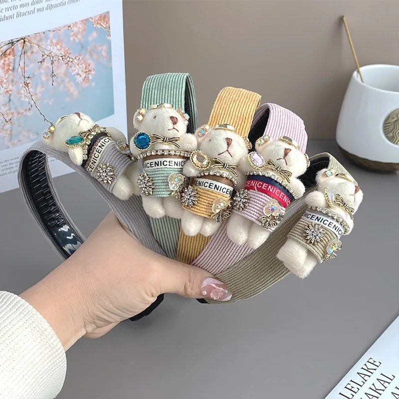 

Cartoon Bear Hairband for Women Girl Autumn Winter Headbands Korean Fashion Hair Accessories