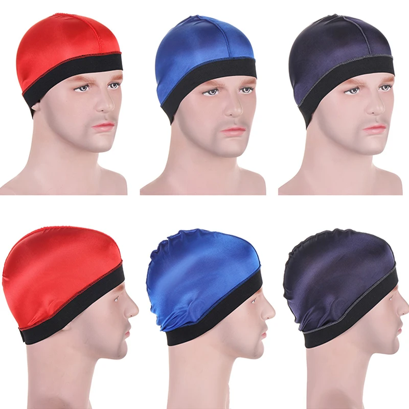 

Men New Silk Based Beanie Bonnet Silky Dome Cap Cooling Cap Bottom Wig Cap Elastic Band Silky Bandanas Casual