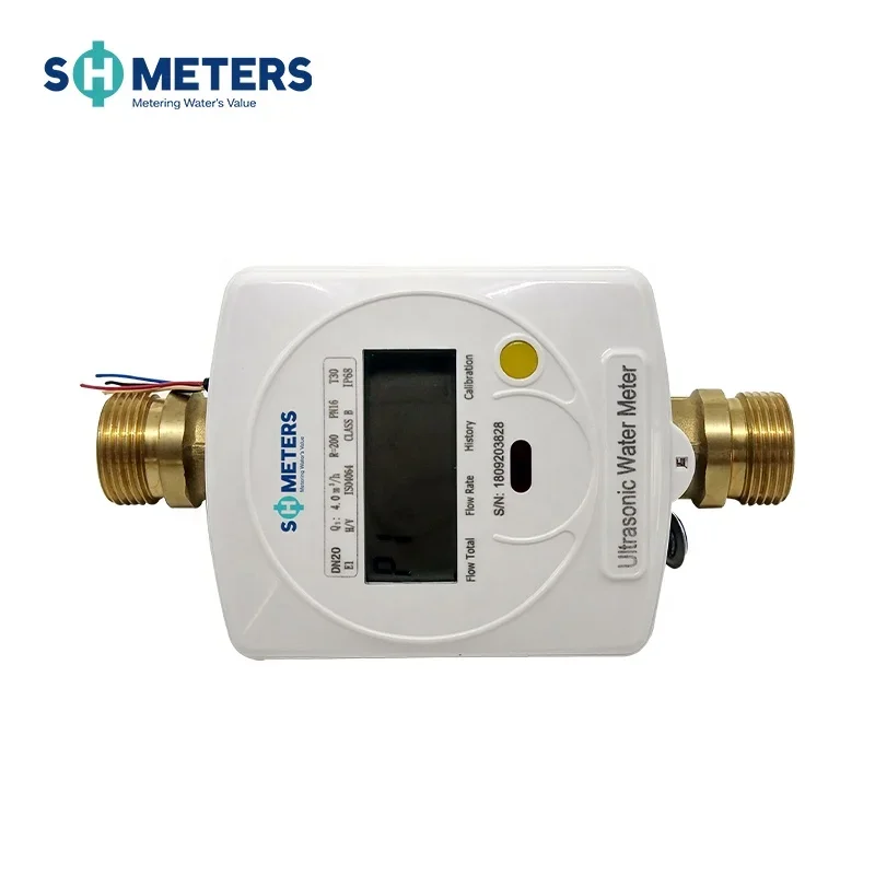 DN20MM Ultrasonic Water Flow Meter Wireless Brass M-bus amr / ami r250 smart water meter