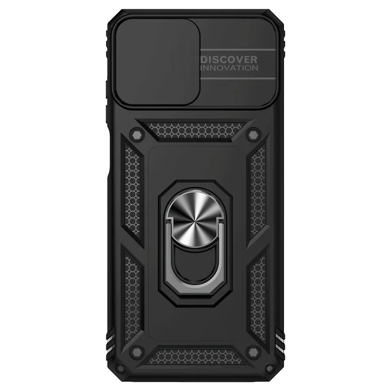 Durable Shockproof Case with Slide Lens Protector and Ring Stand Holder