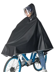 Unisex Waterproof Hooded Rain Poncho with Reflective Stripes - Lightweight and Reusable - One Size (Black)