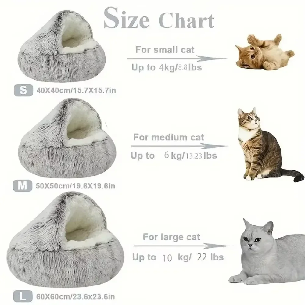 Semi Enclosed Pet Sleep Bags Long Round Cat Cushion Soft Plush 2 In 1 Warms Cats Beds Simple Comfort Warm Puppy Sleeping Nest 3