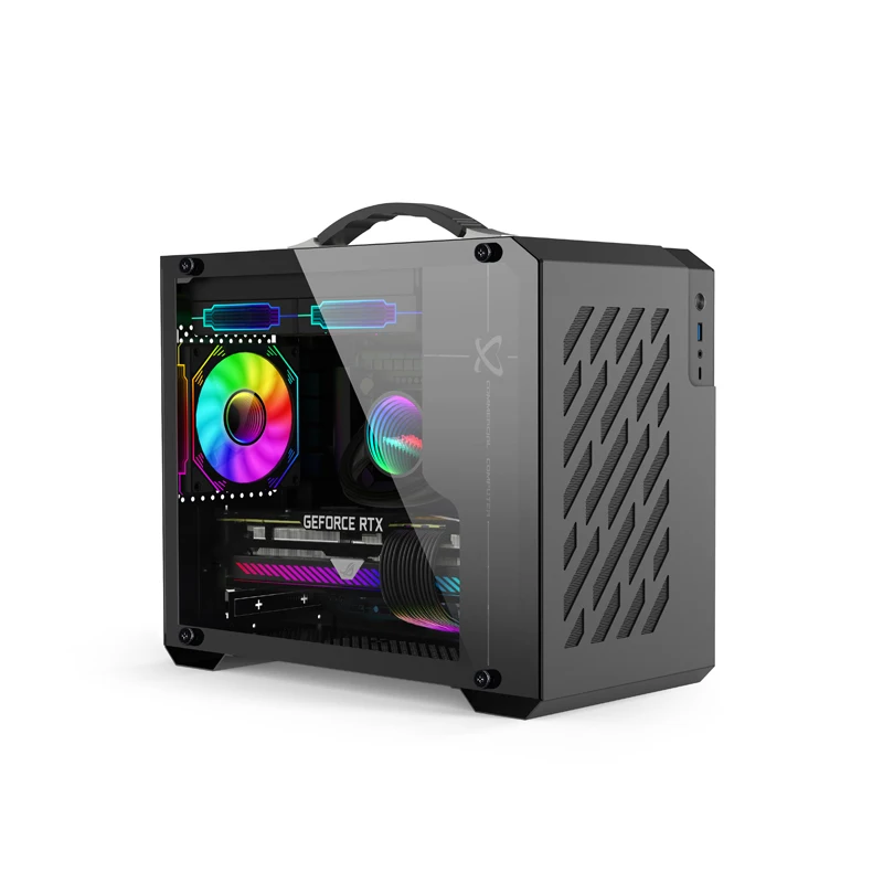 PC Case PC Chassis Computer Chassis Frame Mini ITX Desktop Case Power Train X200 MINI-ITX Handheld Computer Case Glass Side Transparent Case 240 Water Cooled MATX Desktop Small Host