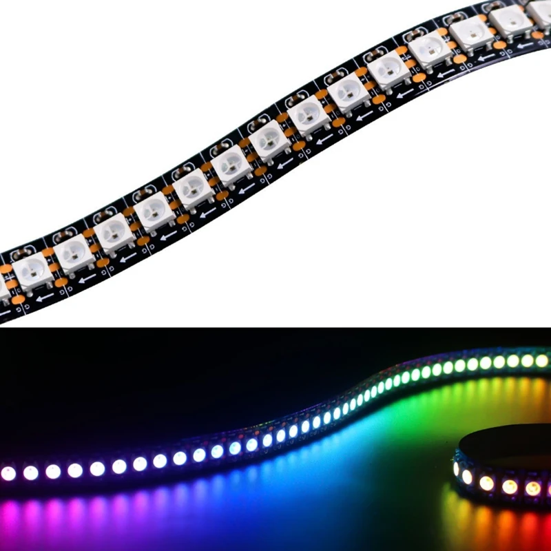 WS2812B Led Lights DC5V WS2812 RGB Led Strip Light Individually Addressable Smart Pixels Magic Light Black PCB IP30 65 67