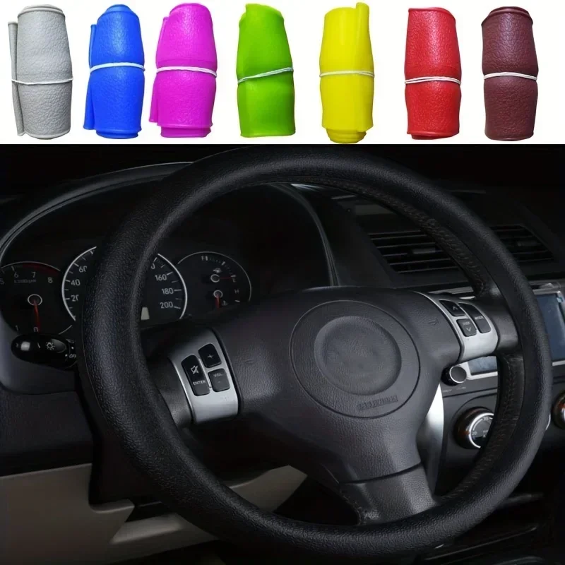 1pcs DIY Universal Multi Color Soft Skin Silicone Texture Steering Wheel Cover Car Steering Wheel Glove Cover Auto Accessories