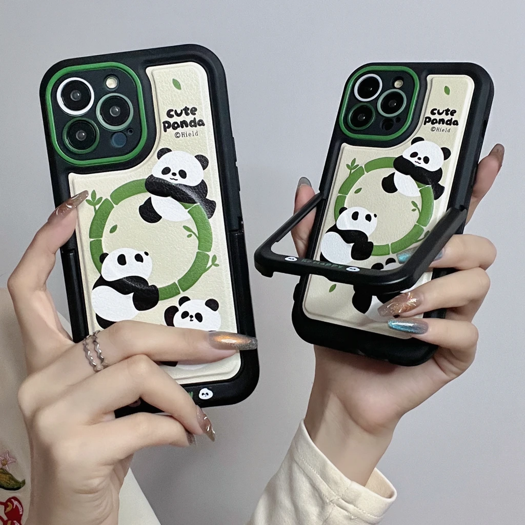Green Bamboo Panda Stealth Con Custodia Per Telefono Con Supporto Per Iphone 15 14 13 12 11 Pro Max Plus