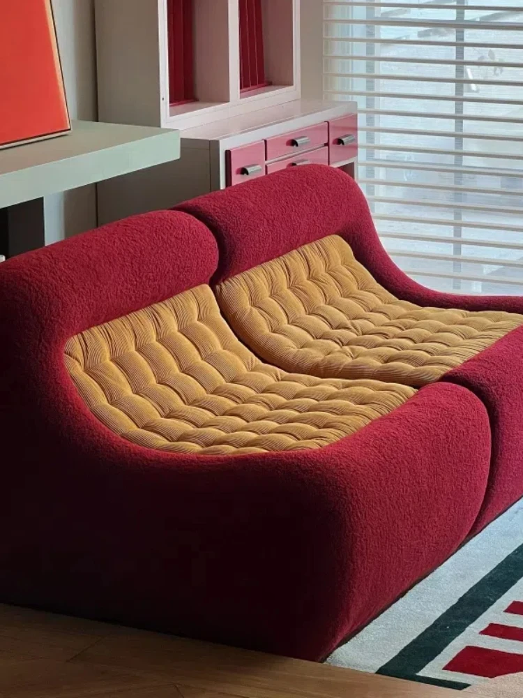 Fu Fa Fa antique style lamb wool contrasting module combination small apartment sofa living room bedroom 8