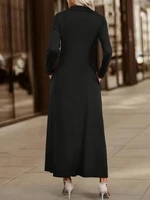  Women's Elegant Solid Maxi Dress Fashion Simple Long Skirt 2025 Spring Autumn Slim Long Sleeves Shirt Dresses With Pockets - Image 2