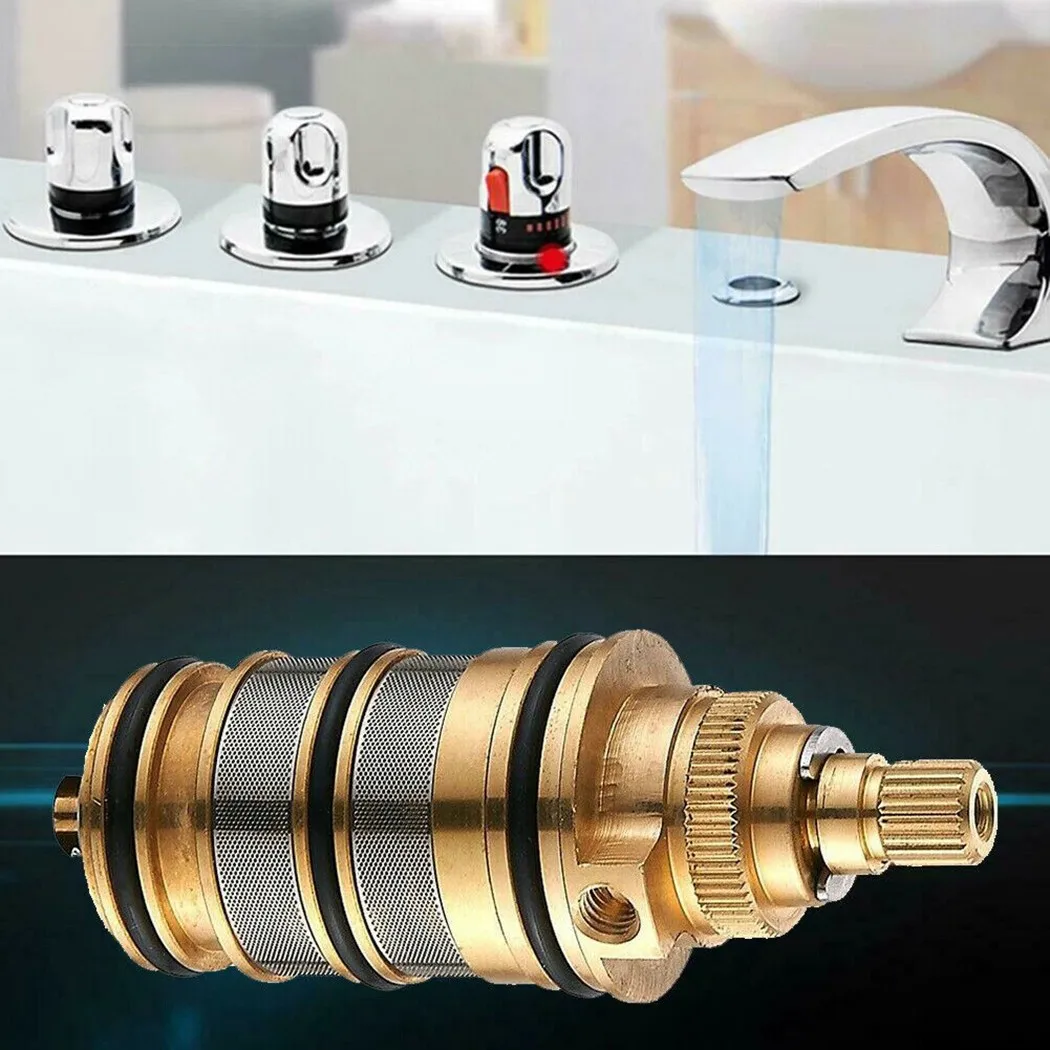 Thermostatic Cartridge Faucet Cartridge Brass Replacement Shower Mixer Valve Bar Repair Kit Bathroom Water Temperature Control