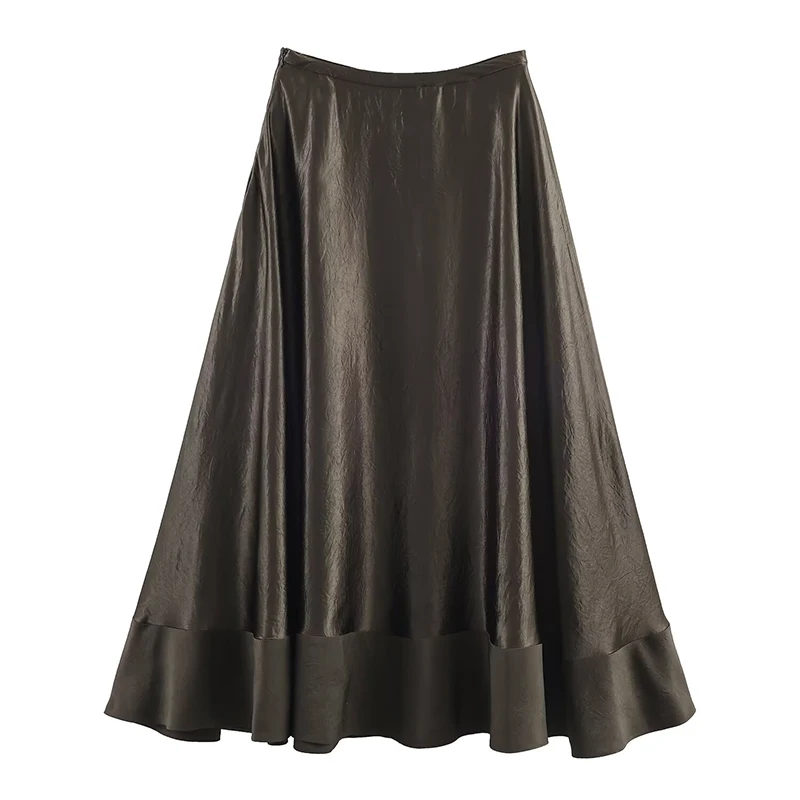 Women Pleated Midi Skirt Elegant Long Skirts 2026 New Fashion Satin Lady Spring Summer Evening Party Skirts ﻿Mujer