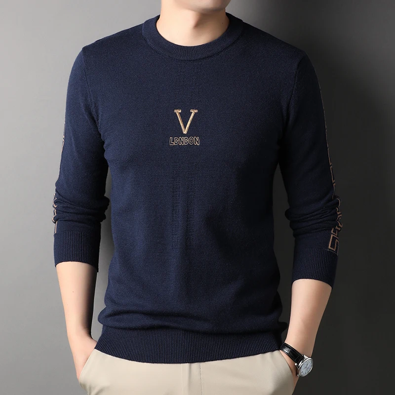 

Luxury Quality Men's Knitted Pullover Autumn/Winter New Letter Embroidery Long Sleeve Wool Sweater Street Trend Casual Menswear
