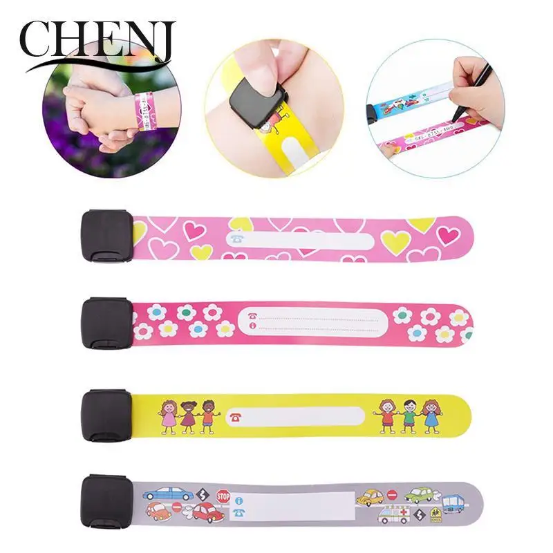 

4Pcs Randomly Reusable Adjustable Safety Wristbands Bracelets For Kids Child Travel Event Field Trip Outdoor Activity Waterproof