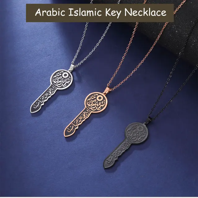 Cazador Vintage Arabic Islamic Key Pendant Necklace for Women Men Stainless  Steel Chain on Neck Jewelry Wholesale Mother Gift - AliExpress