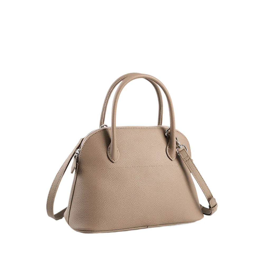 Simple Fashion Shell Tote Leisure Cowhide Leather Women's Handbag Business Office Lady Shoulder Bag