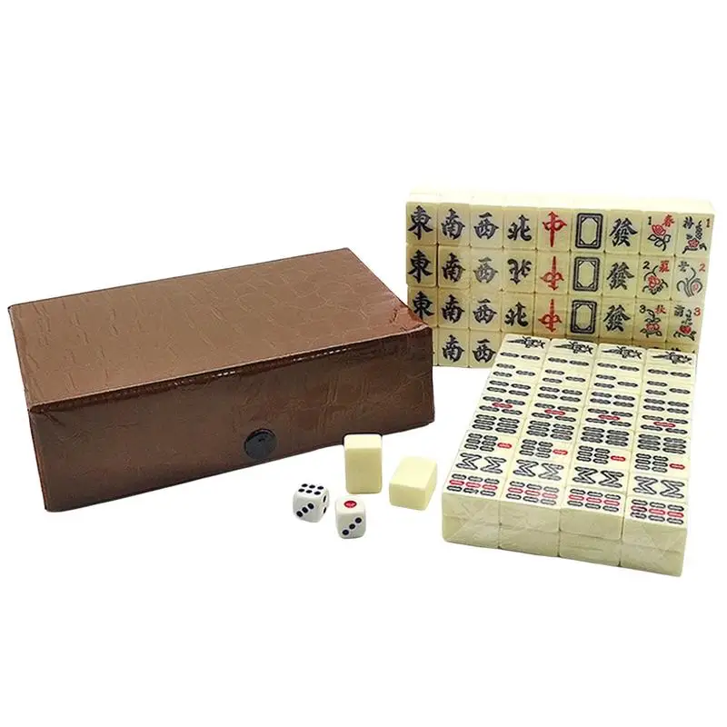 Mini Numbered Mahjong Traditional Chinese Version Game Set With Portable Box Mah-Jongg Travel Family Fun Toys Leisure Time Game