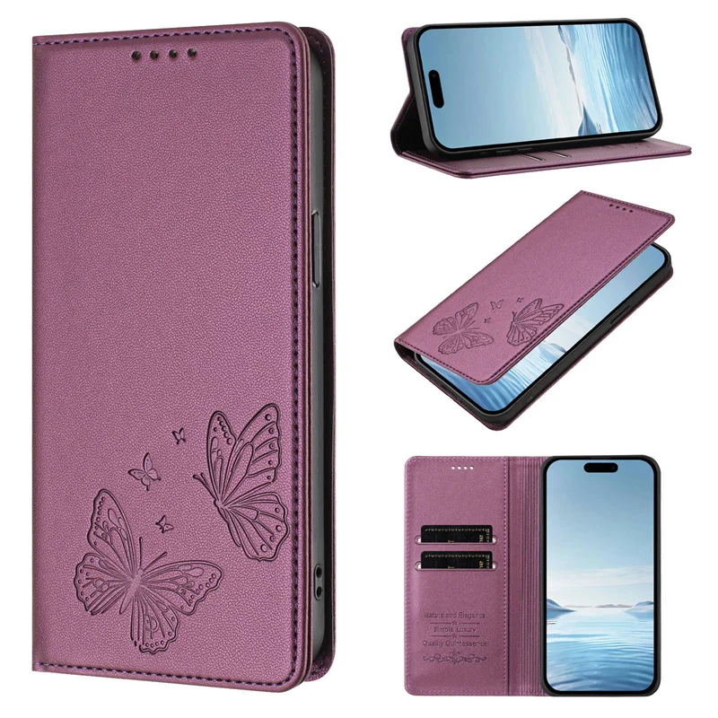 Magnetic Butterfly Leather Wallet Case Cover