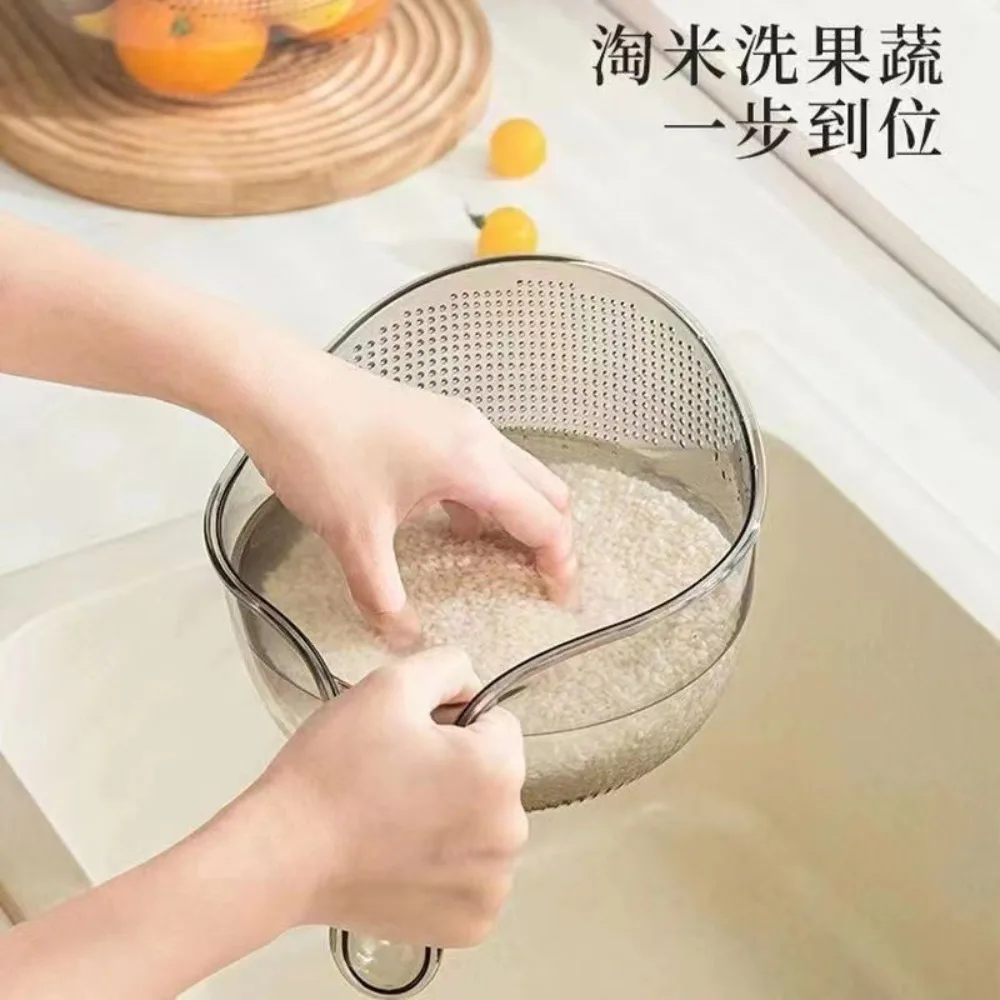 Kitchen Multifunctional Drainage Basket New Salad Plastic Vegetable Basin Fruit Plate Rice Washing Basket Household Sink