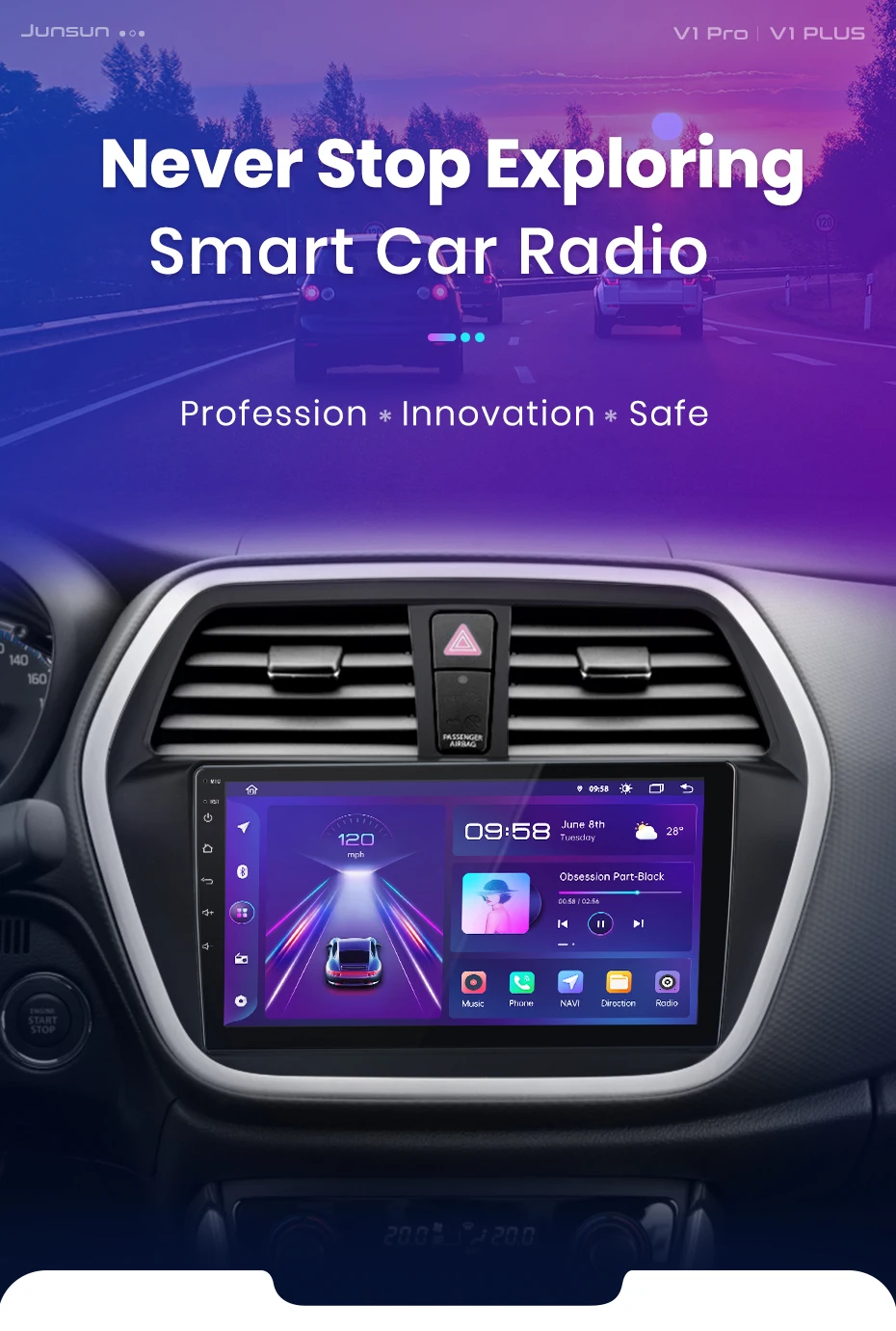 Junsun AI Wireless CarPlay für Apple Android 14 Auto Autoradio für Suzuki SX4 S-Cross 2012 2013 2014-2016 Multimedia Navi Stereo – Detail 1