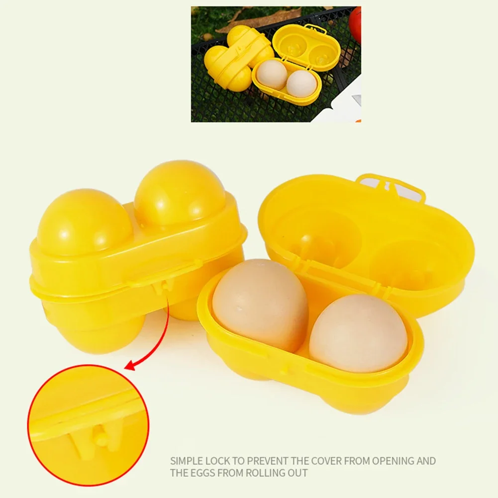2 Grid Egg Organizer Case Portable Egg Protection Case Plastic Eggs Carrier Box Anti-Crush for Picnic Hiking Travel