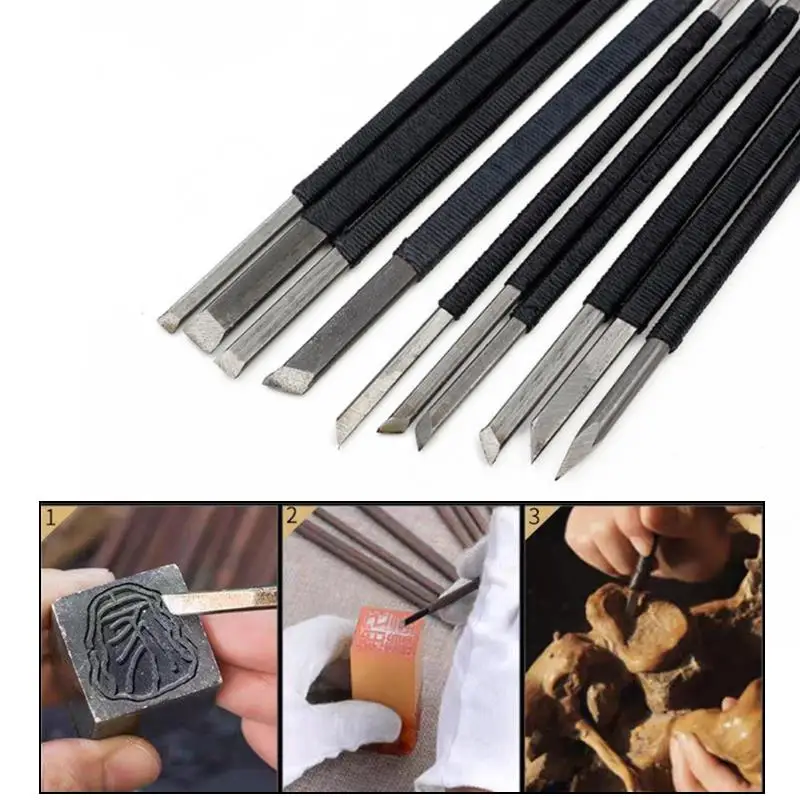 Wood Carving Blades, Cutting Knife, Wood Carving Knives, Carving Tool 10pcs/set Wood Handle Carving Chisel Cutter Knife Woodworking Engraving Kit