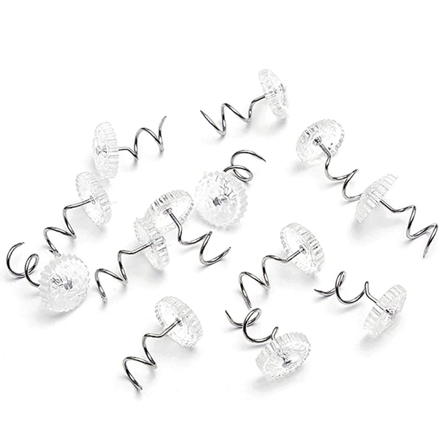 Twist Pins with Clear Heads, Ideas Bedskirt Pins for Holds Bedskirts,  Drapes, Slipcovers and Other Fabric and Materials Securely in Place (100