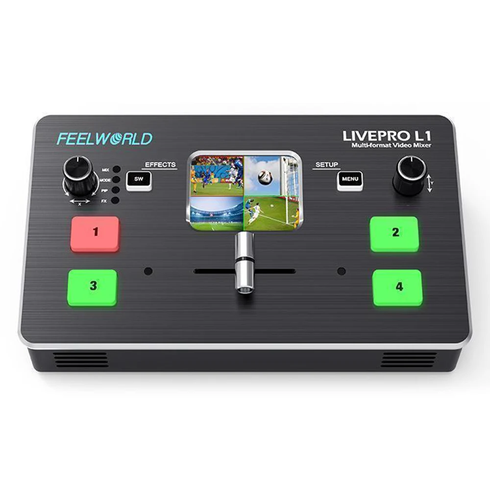 FEELWORLD LIVEPRO L1 멀티 포맷 비디오 믹서 스위처, 멀티 카메라 제작, 4 x HDMI 입력, USB3.0 라이브 스트리밍