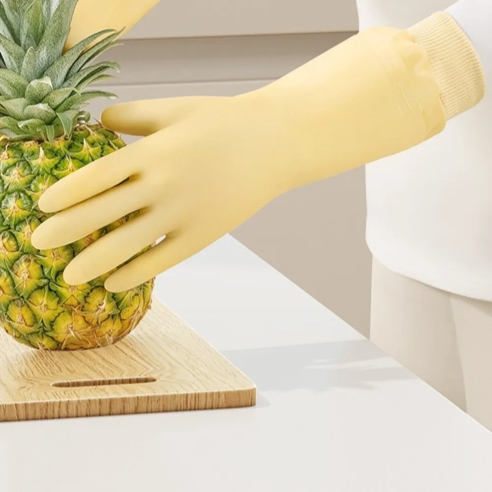 Waterproof Dishwashing Gloves Warm Fleece Tear-resistant Laundry Gloves Thickened Threaded Sleeve Cuff Housekeeping Gloves