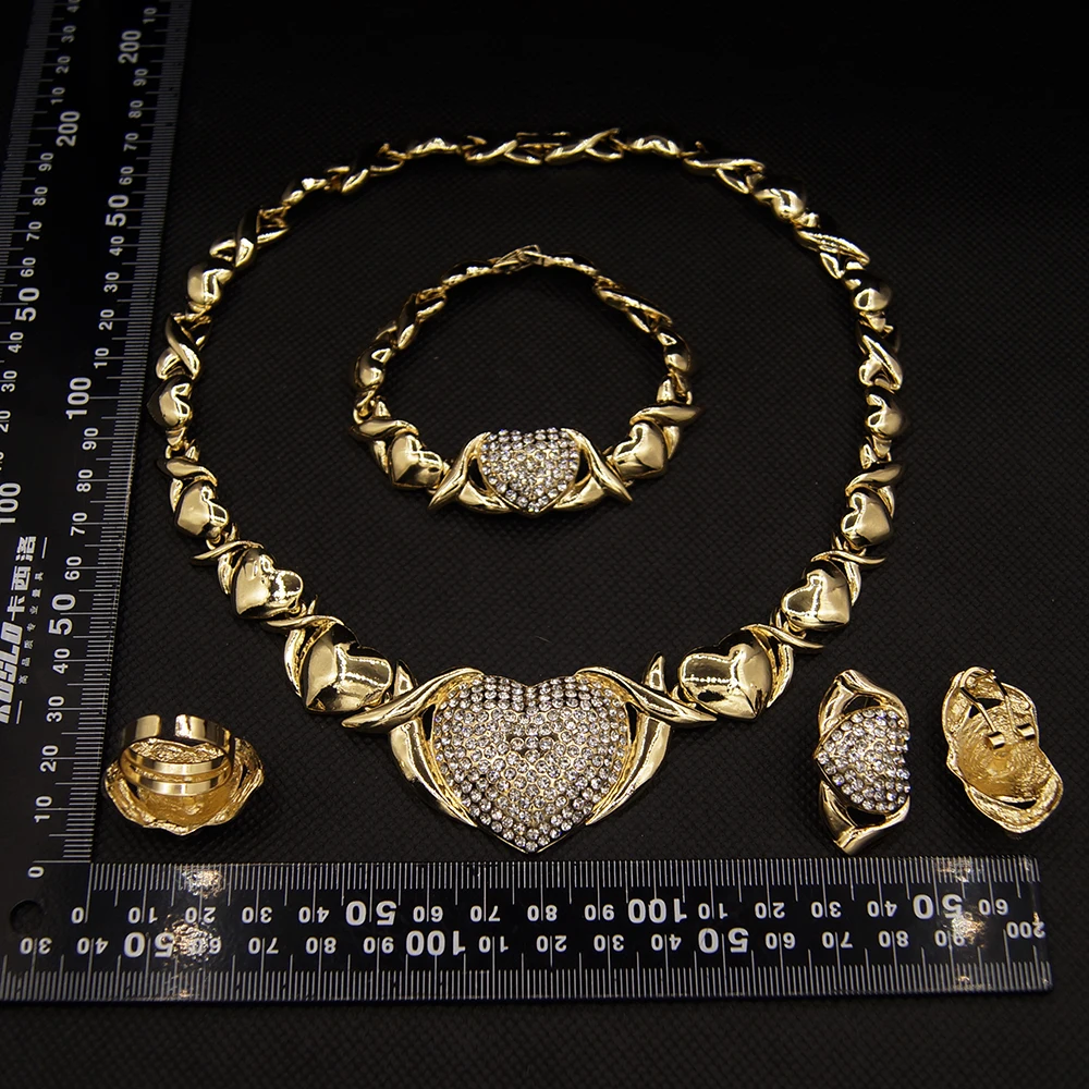 Gold Plated Gold Xoxo Necklace And Bracelet Set 18K Gold Plated