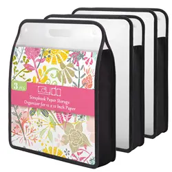 Expanding Scrapbook Paper Storage Organizer Set with Transparent Handle (Set of 3) (Handbag)