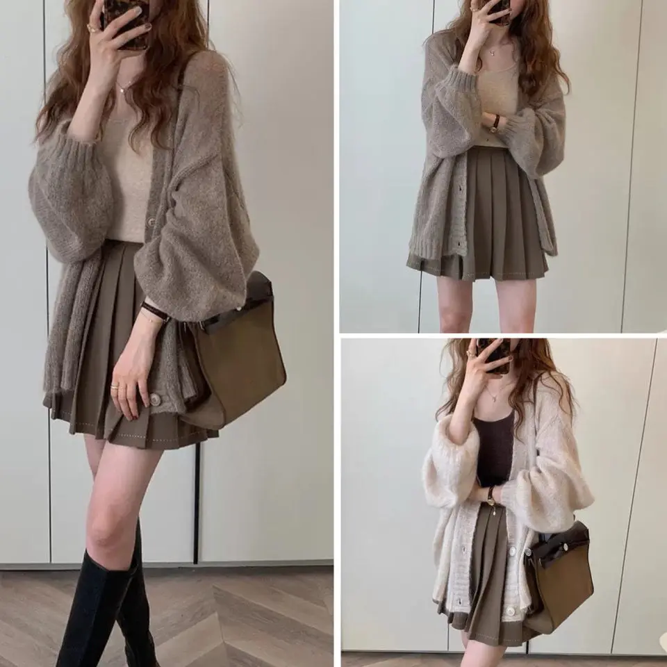 

Yasuk Autumn Winter Fashion Casual Women's Tees Simple Soft Knitted Sweater Gentle Warm Cardigan Coat Temperament Office-Lady