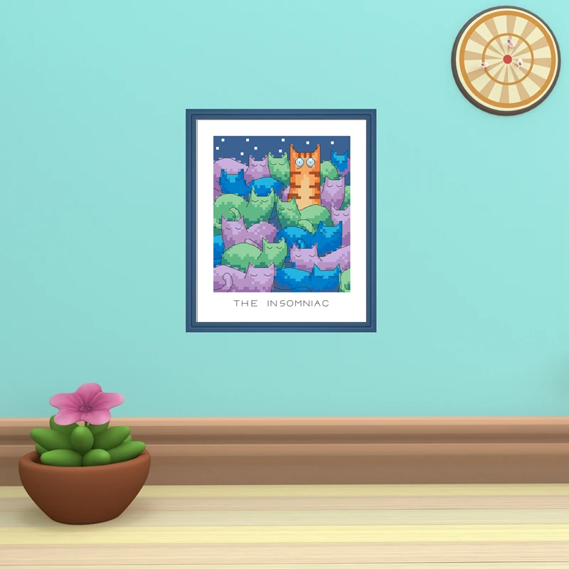 The imposter insomniac cross stitch package cartoon 18ct 14ct cloth cotton thread embroidery DIY handmade needlework