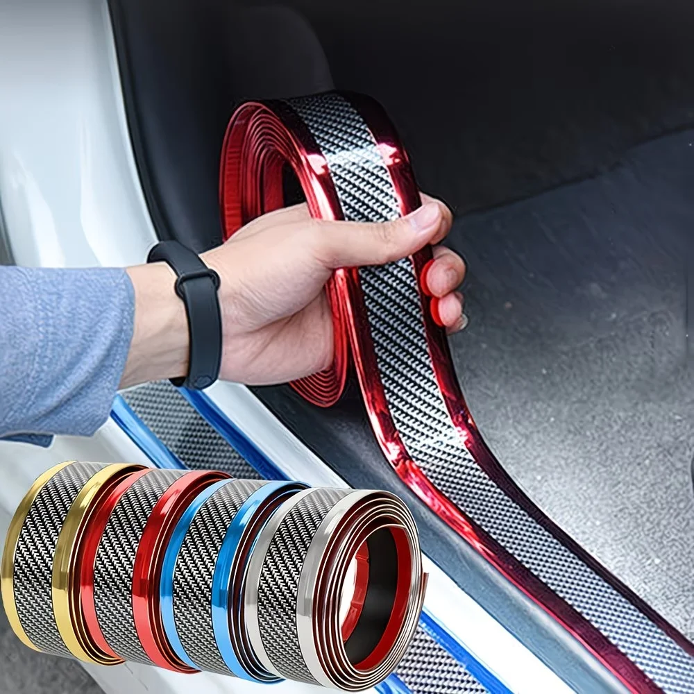 Self-Adhesive Anti-Scratch Car Door Sill Guard with Stylish Stripe Design