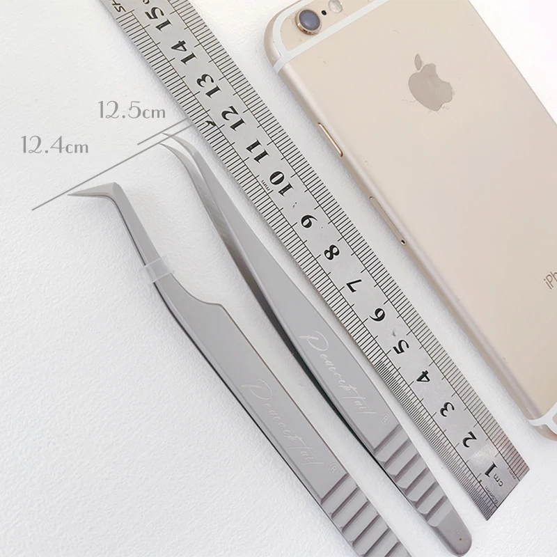 Sandblasting Tweezers Large Friction Silver Tweezer Tip Polished Make Fan 3D 4D 5D 6D Eyelashes Perfect Closure 3