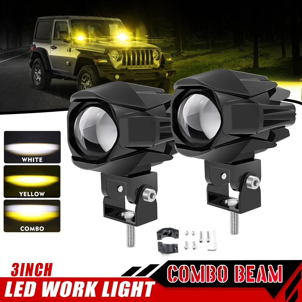

HAOLIDE LED Spotlight Fog Lights 12V 24V 3000K 6500K Work Lamp Auxiliary headlight for Motorcycle 4WD Truck Tractor OffRoad 4x4