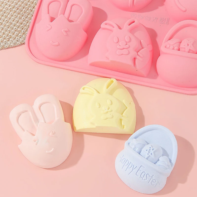 부활절 토끼 실리콘 몰드, 3D 계란 초콜릿 몰드, 젤리 푸딩, 귀여운 토끼 모양, 부활절 파티 케이크 장식 도구, 2024 신제품