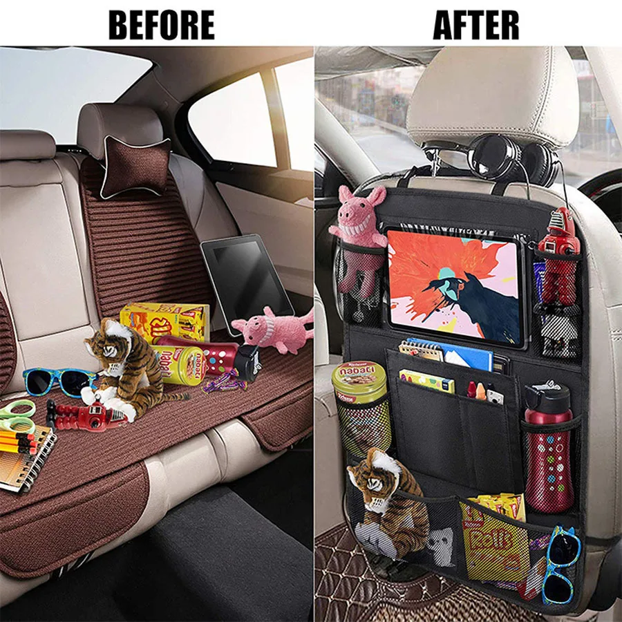Car seat storage bag Car Seat Back Bag Organizer Auto Storage Pockets Cover Car Seat Back Protectors for Kids Travel 600D Oxford Fabric Storage Bag