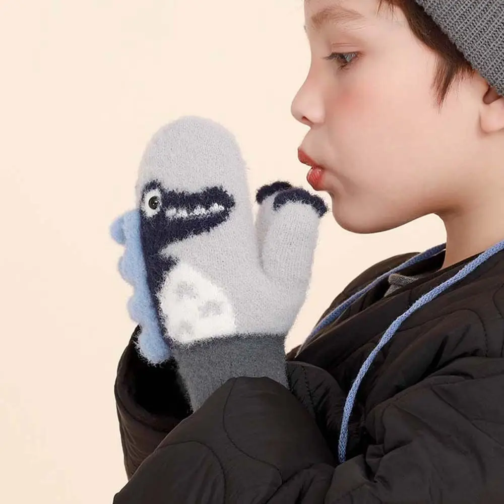 

Winter Thick Windproof Cartoon Keep Warm Children Dinosaur Gloves Kids Gloves Hanging Neck Gloves Full Finger Mittens