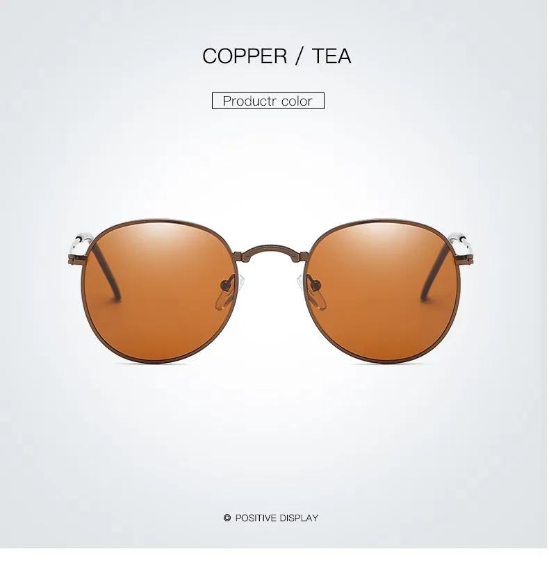 Klassische Vintage Runde Polarisierte Sonnenbrille Männer Marke Designer Polaroid Sonnenbrille Frauen Metall Rahmen Schwarz Objektiv Brillen_voghion.com