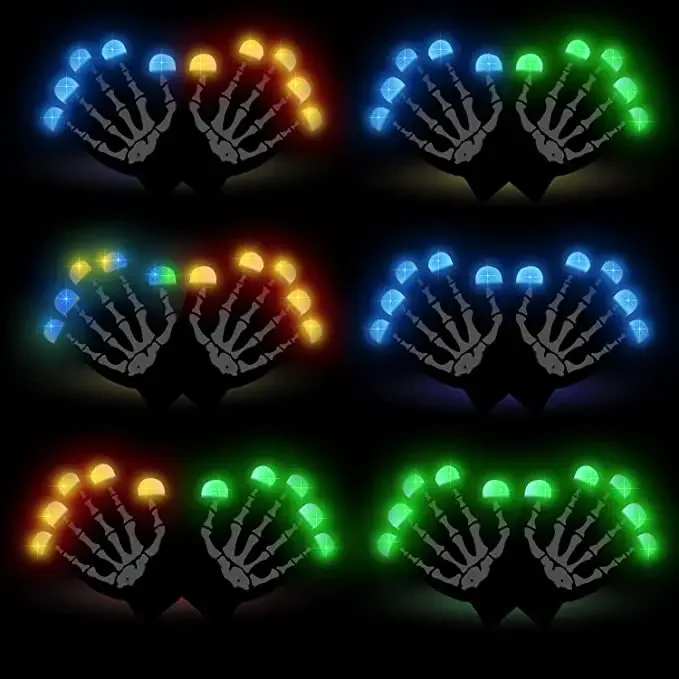 Glowing in the dark LED luminous Skeleton Gloves