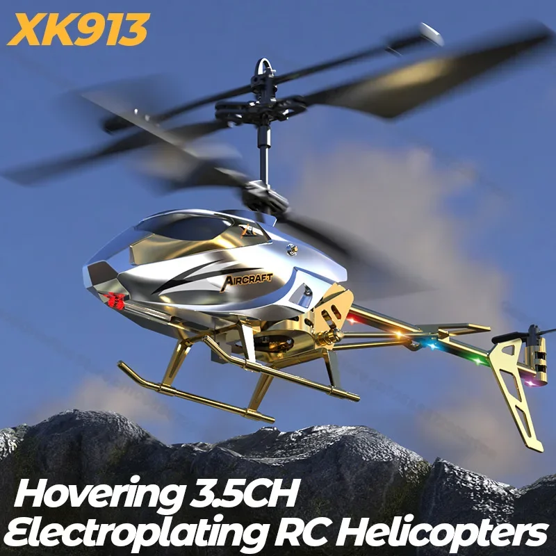2024 RC 헬리콥터 Xk913 3.5Ch 2.5Ch 리모컨 비행기 항공기, 추락 방지 C 타입 충전 LED 야외 비행 장난감, 어린이용