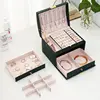 1pcs Multi Functional Three Layer Leather Drawer Style Jewelry Box Earrings Earrings Lock Jewelry Box 2