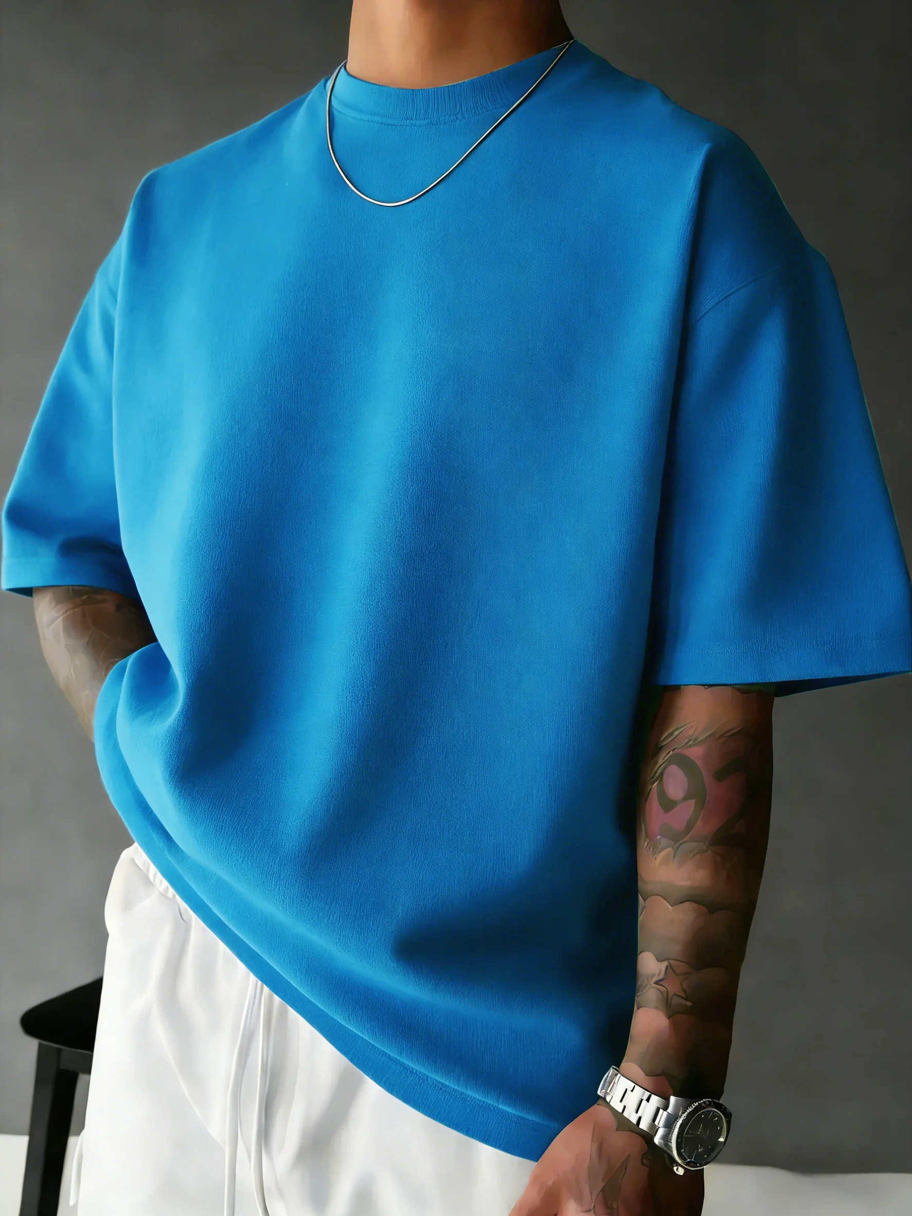 Sommer-Strand-T-Shirt aus Baumwolle mit kurzen Ärmeln für Herren, lässig, locker, kurz geschnitten, atmungsaktiv, bequem, Basic-T-Shirts, Sport, Streetwear, weich – Detail 21