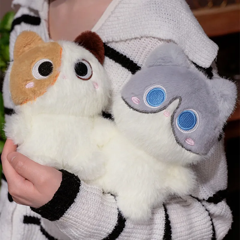 20CM Soft Siamese Cat Stuffed Plush Toy Orange & Black Kitten Animal Doll Cute Birthday Gift for Kids