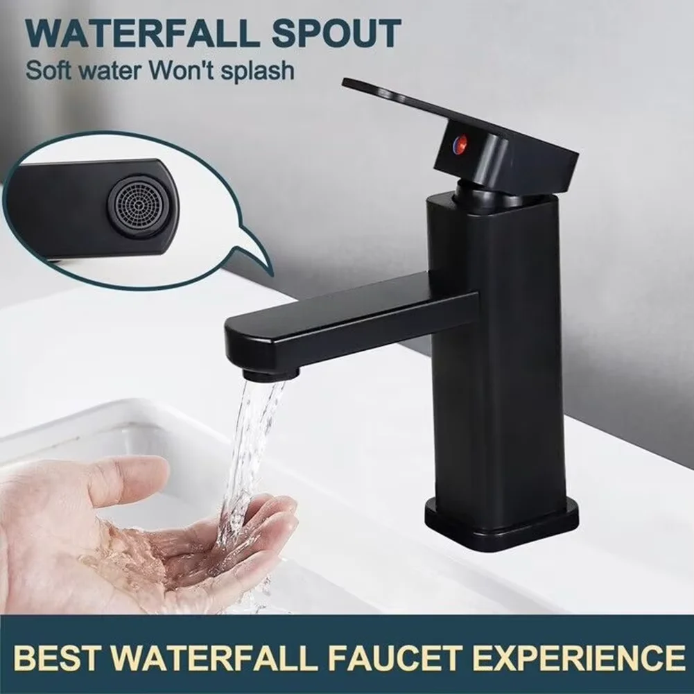 Basin Faucet Bathroom Stainless Steel Single Hole Installation