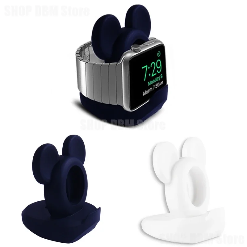 Smart watch charger case Disney Mickey Mouse smart watch charger case for Apple Watch IWatch 1 2 3 4 5 silica gel cover stand cartoon charging base