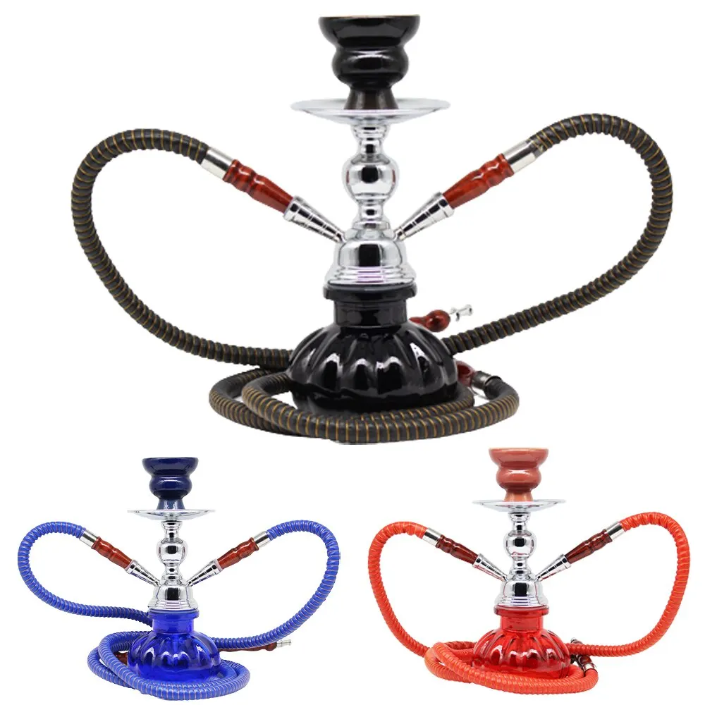 Arabian Hookah Large Double Hoses Portable Hookah, Shisha Hookah, Glass Hookah Travelling Shisha Set