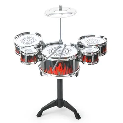 Children's Beginner Percussion Jazz Drum Set (Black)