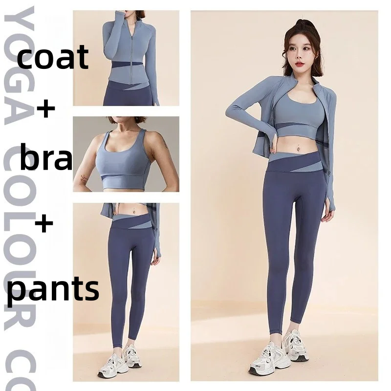 Premium Seamless High Impact Yoga Set 2-3 Piece Workout Outfit - Gym Leggings Sports Bra Top Fitness Set S-2XL 6